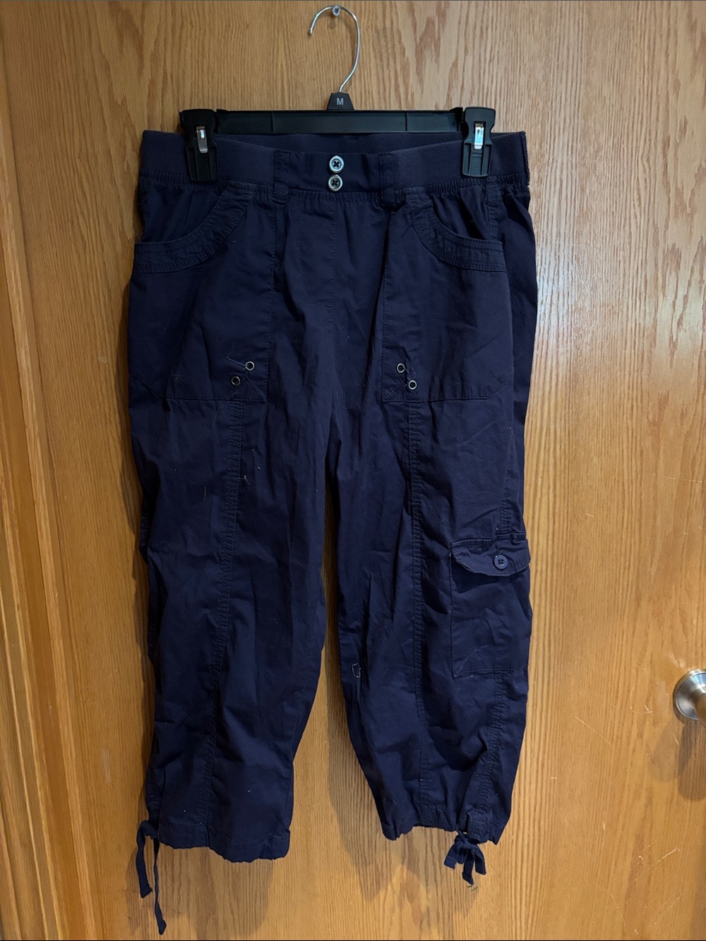 Cg•l•Cg navy blue cargo capri pull-up pant, S